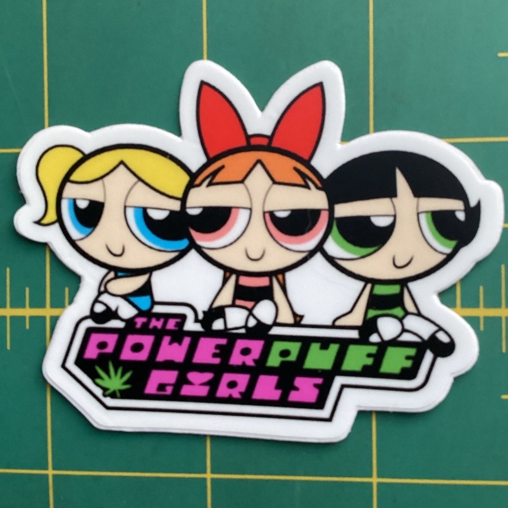 OOP Power Puff Girls Stoner Vinyl Sticker Hippie Gifts Cartoon Art Retro Boho